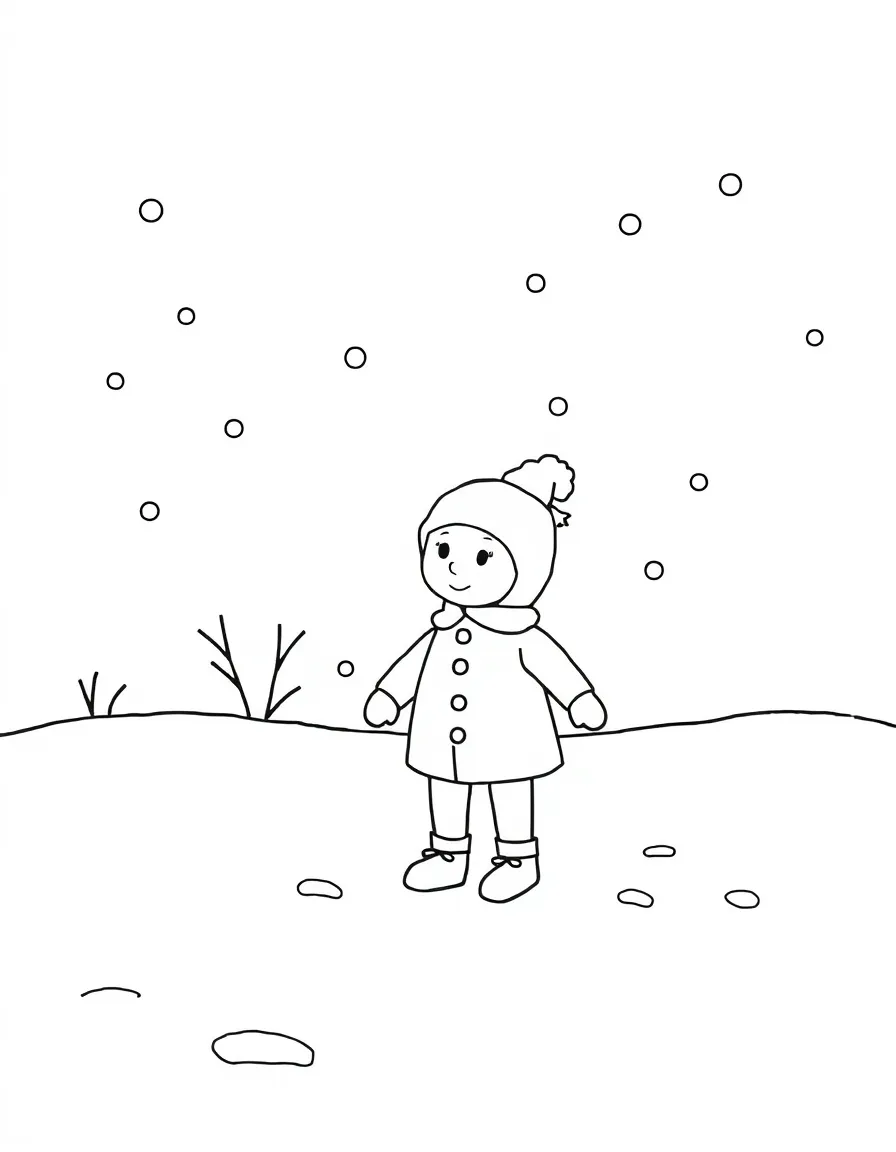 A child drawing in the snow.