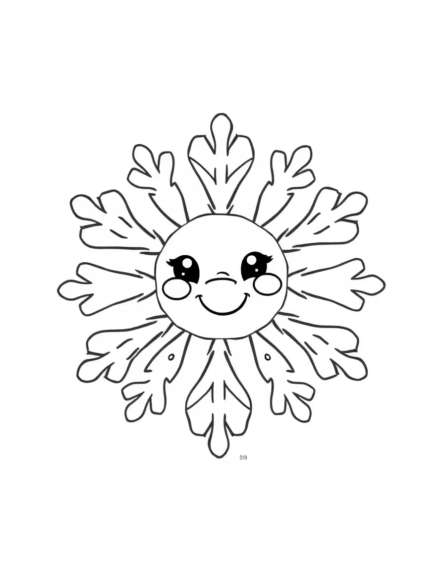 A smiling snowflake with a tiny smile.