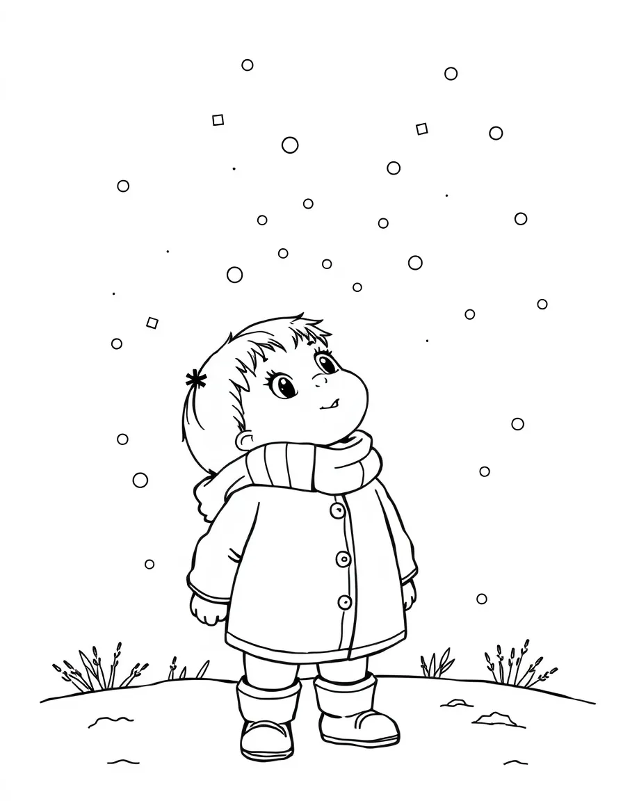 A child watching snowflakes fall.
