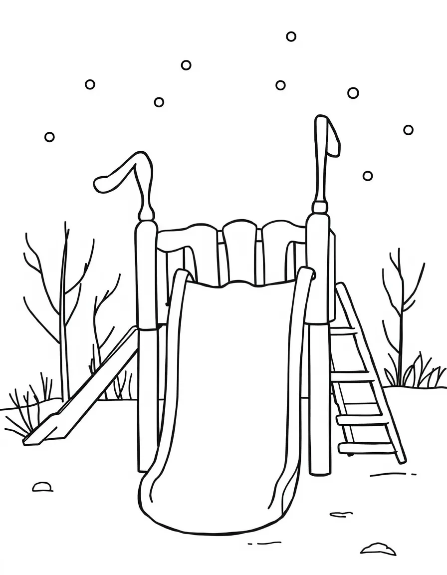 A winter-themed playground slide.