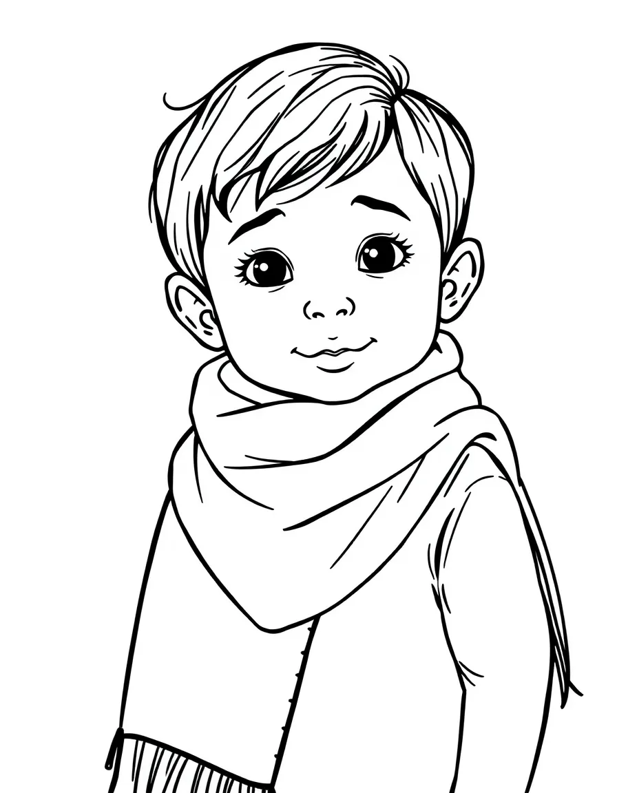 A child with a long, colorful scarf.