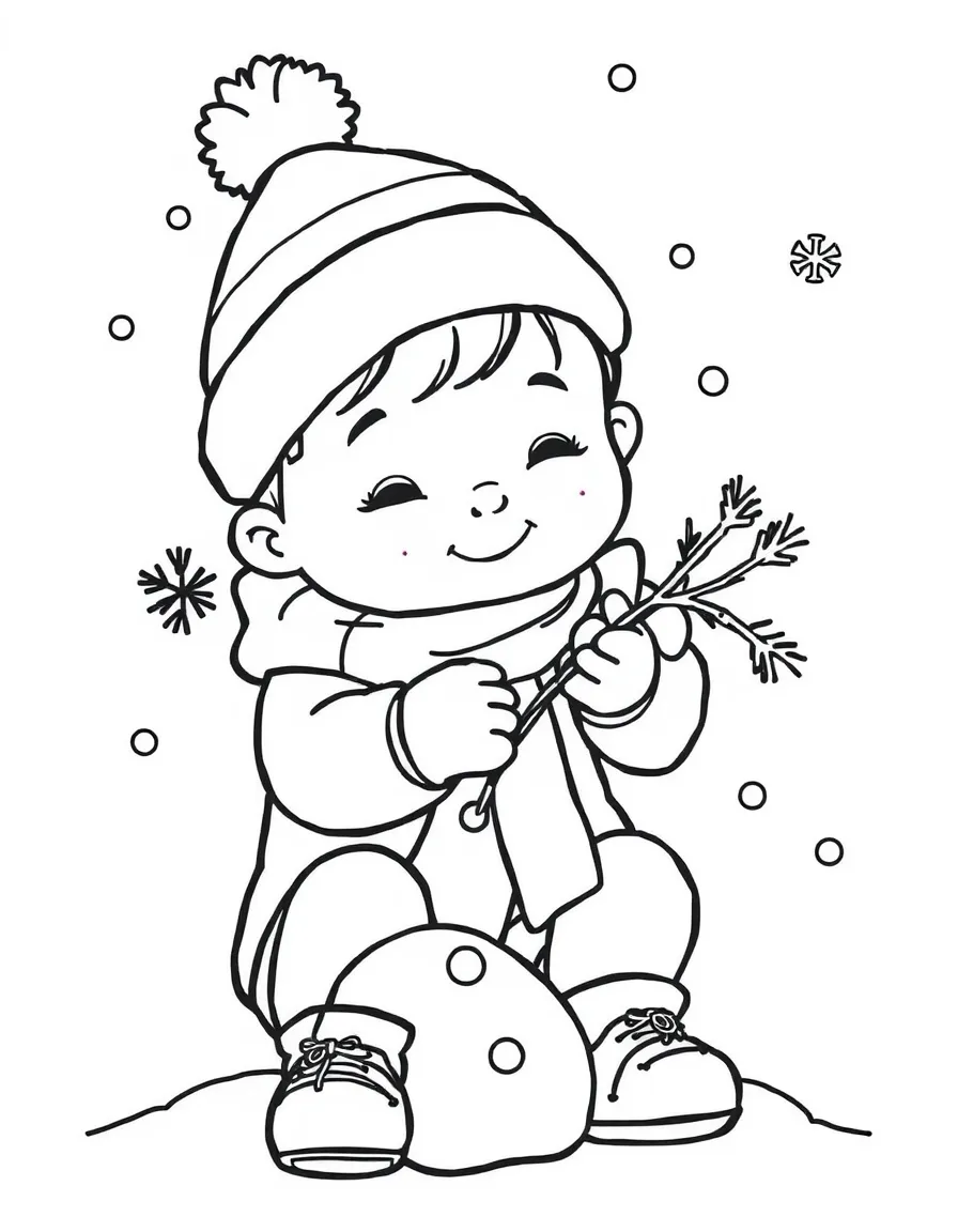 A child making a snow collage.