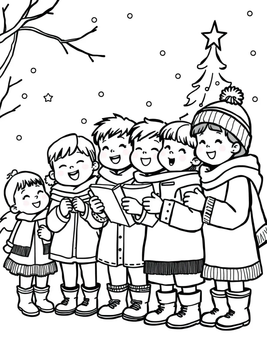A group of children having a winter sing-along.