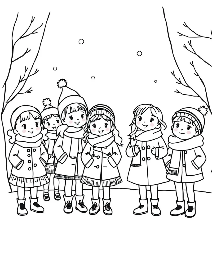 A group of children having a winter fashion show.