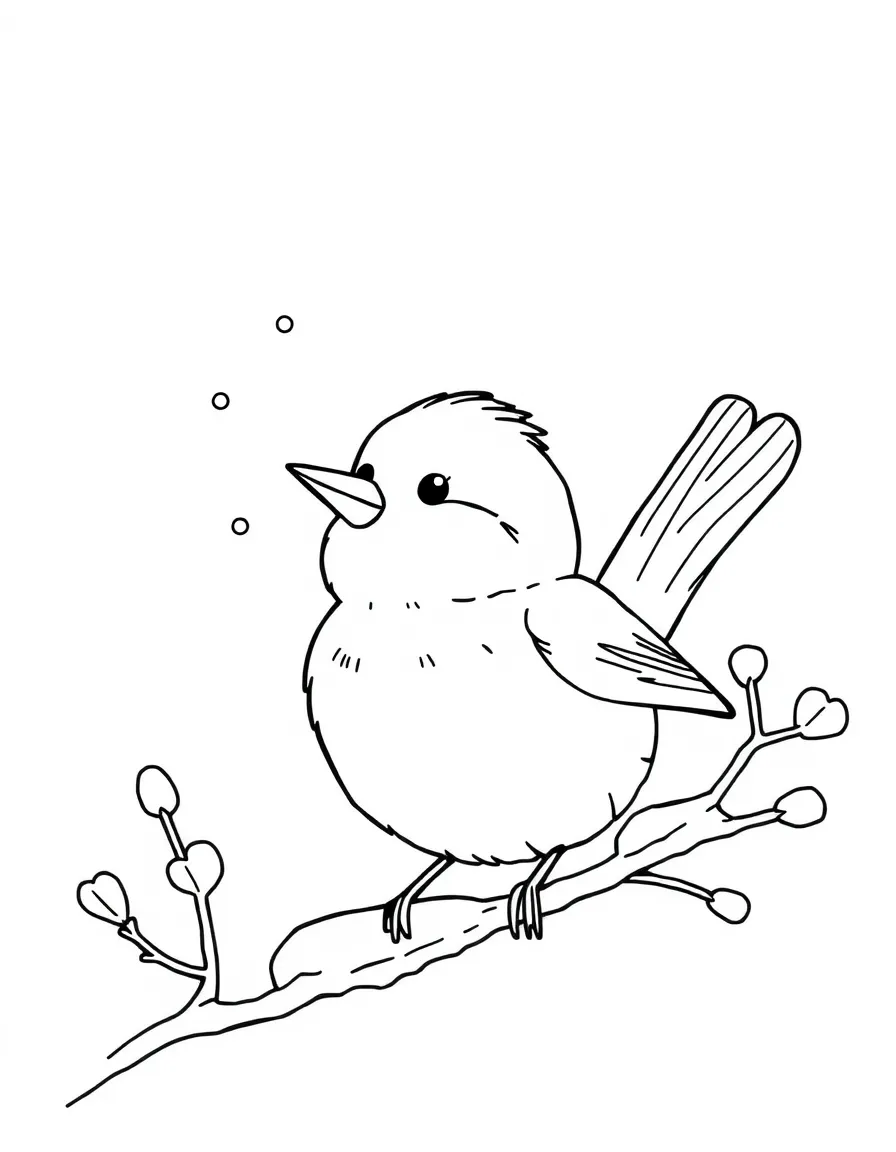 A happy little winter bird singing.