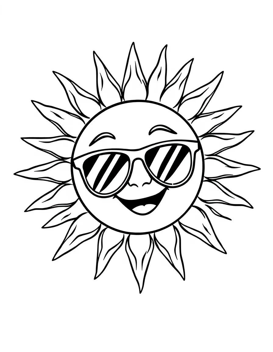 A happy sun wearing sunglasses.