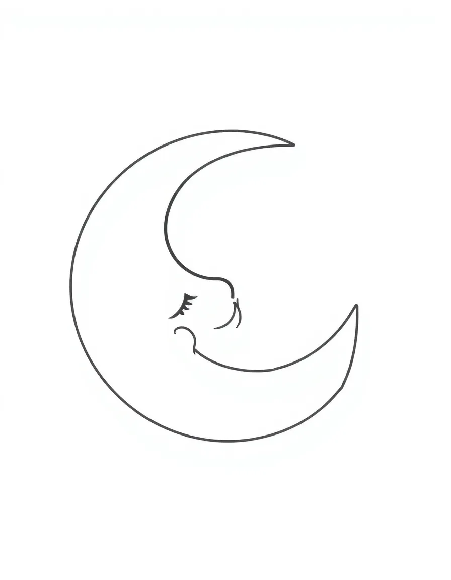 A smiling moon sleeping.
