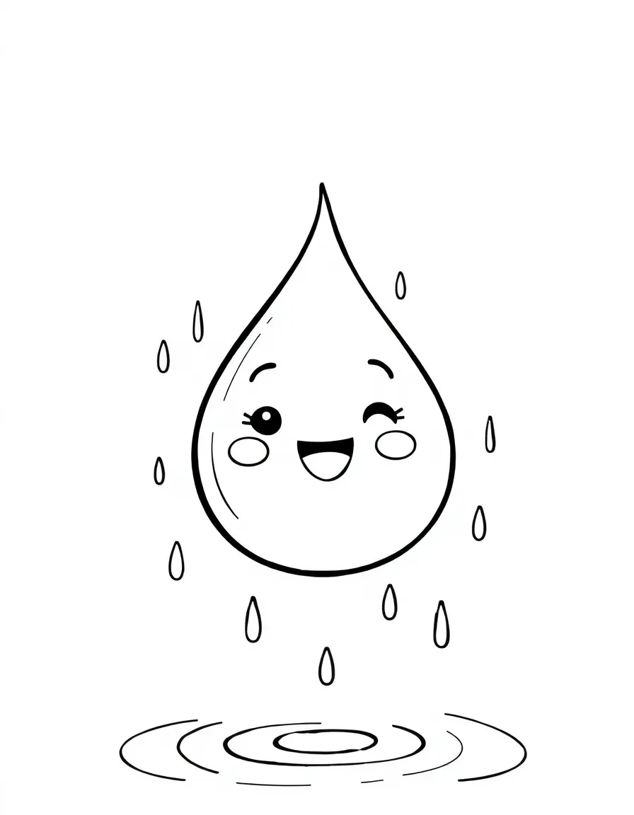 A happy raindrop bouncing.