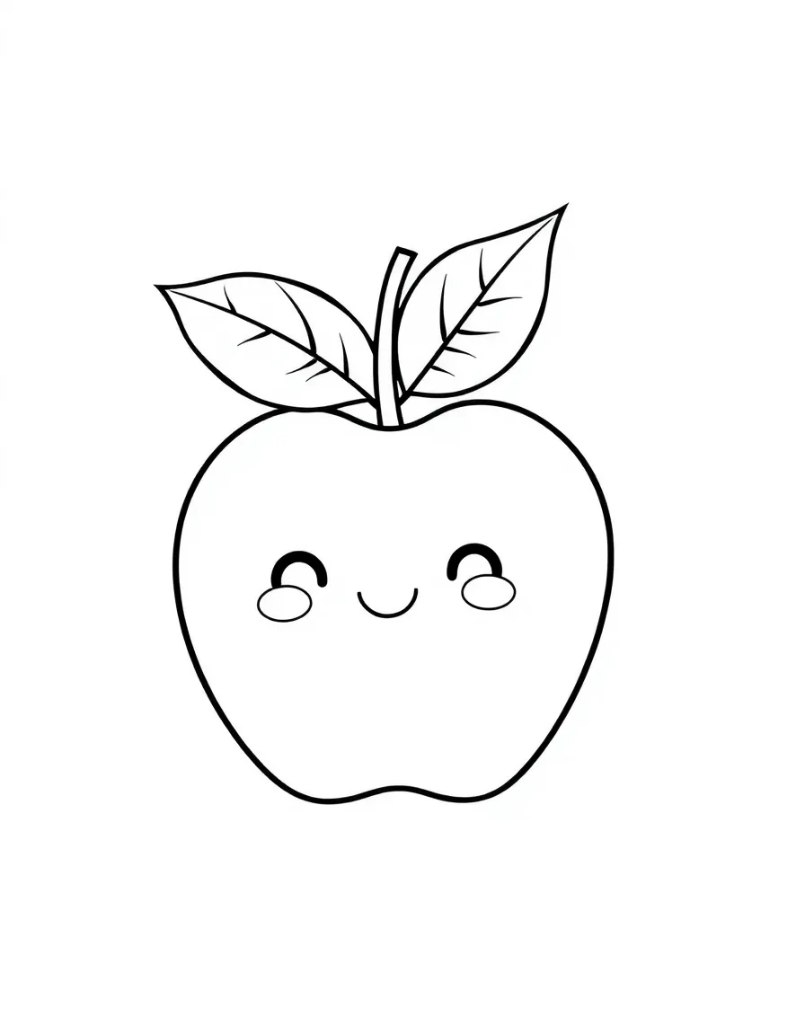 A cute apple with a leaf hat.