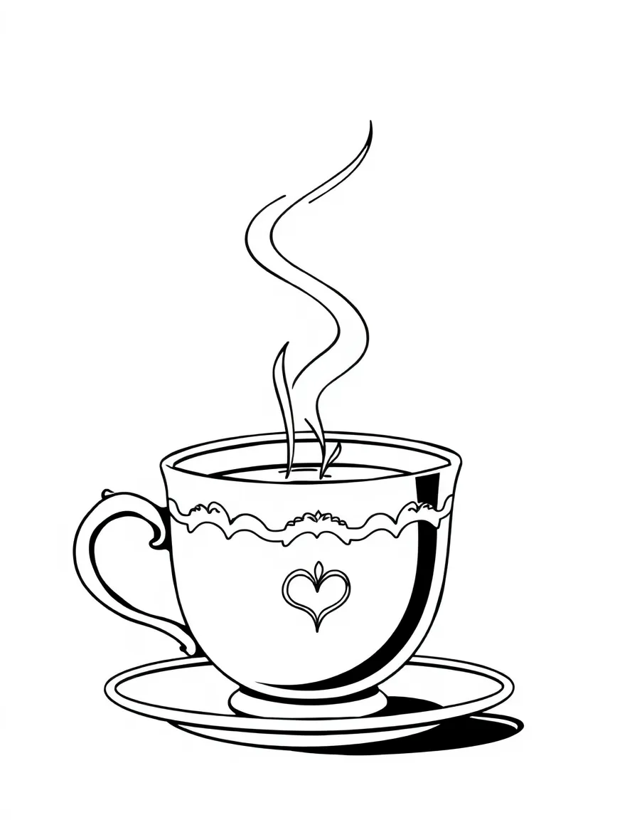 A little teacup with steam.