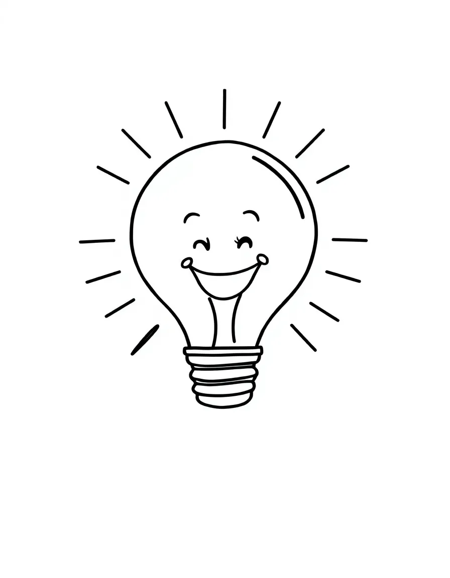 A happy lightbulb shining.