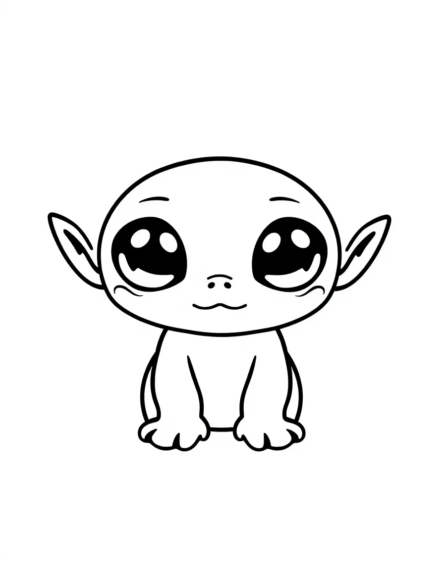 A kawaii alien with big eyes.