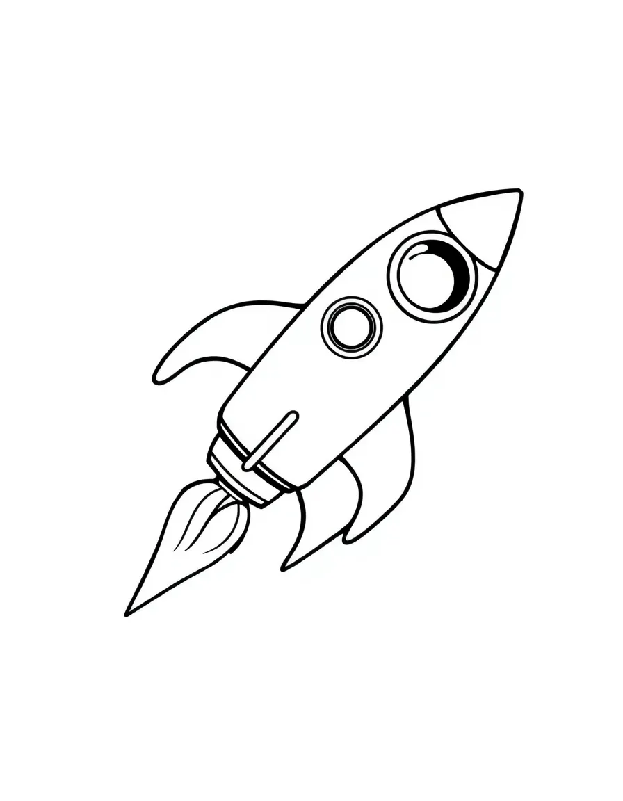 A cheerful rocket flying.
