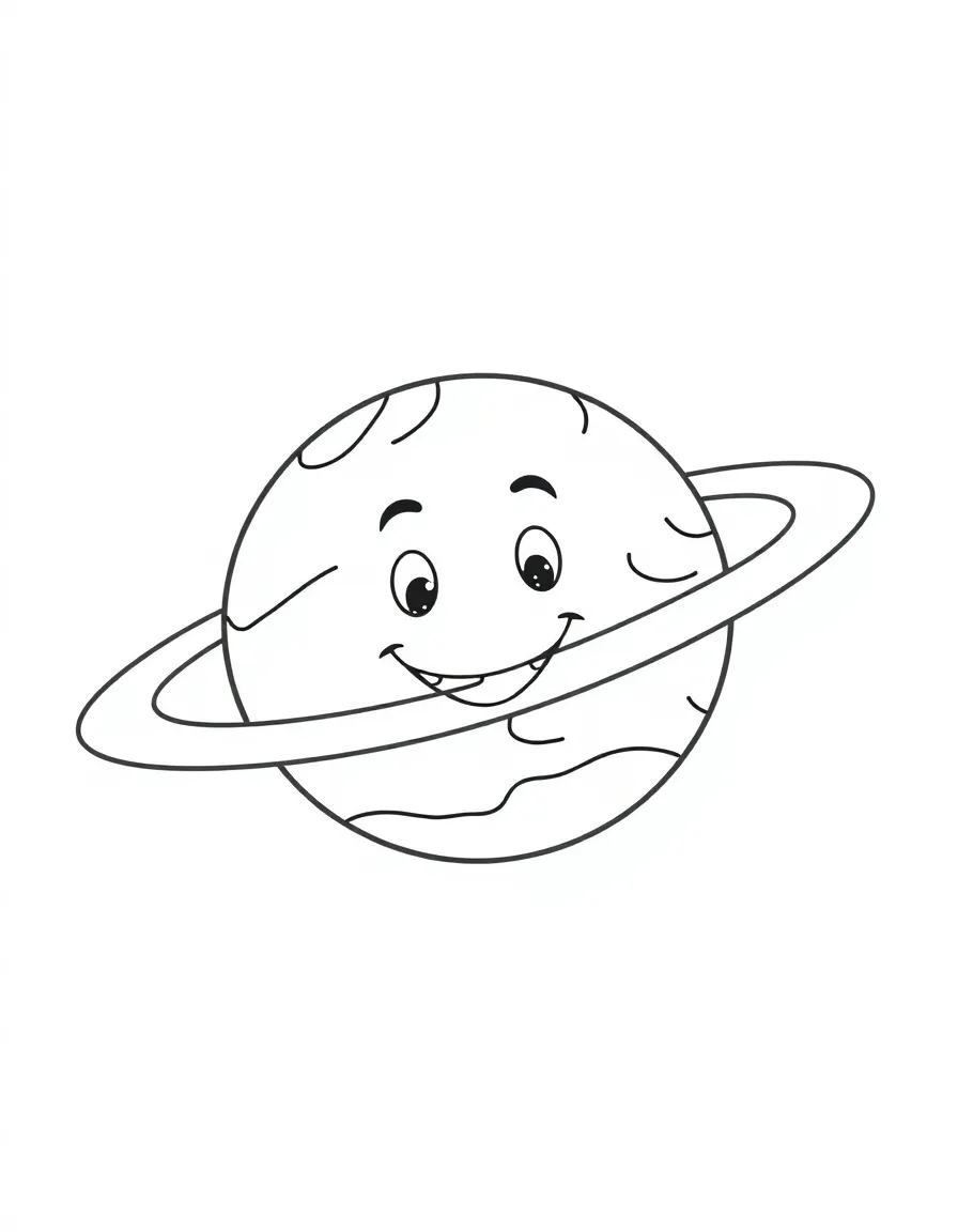 A smiling planet orbiting.