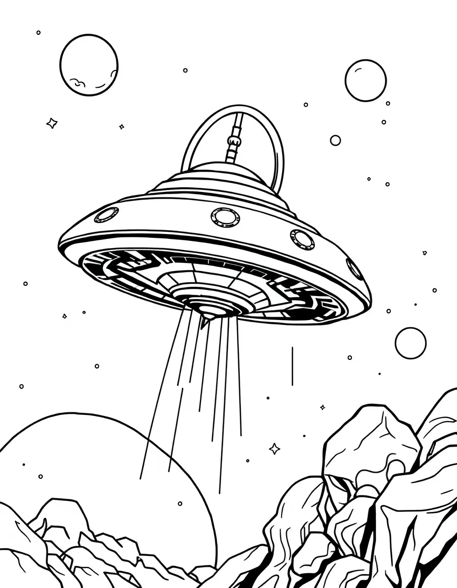A joyful alien spaceship landing.