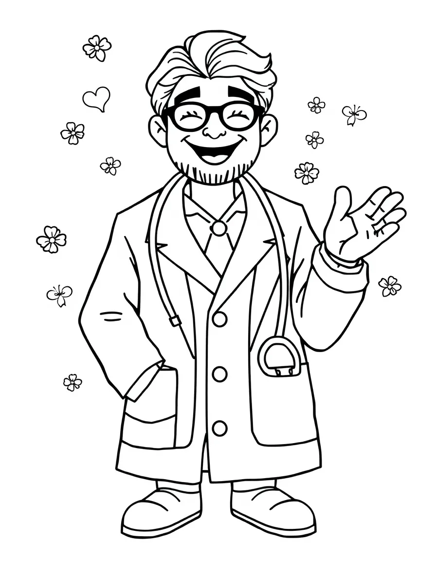 A joyful doctor healing.