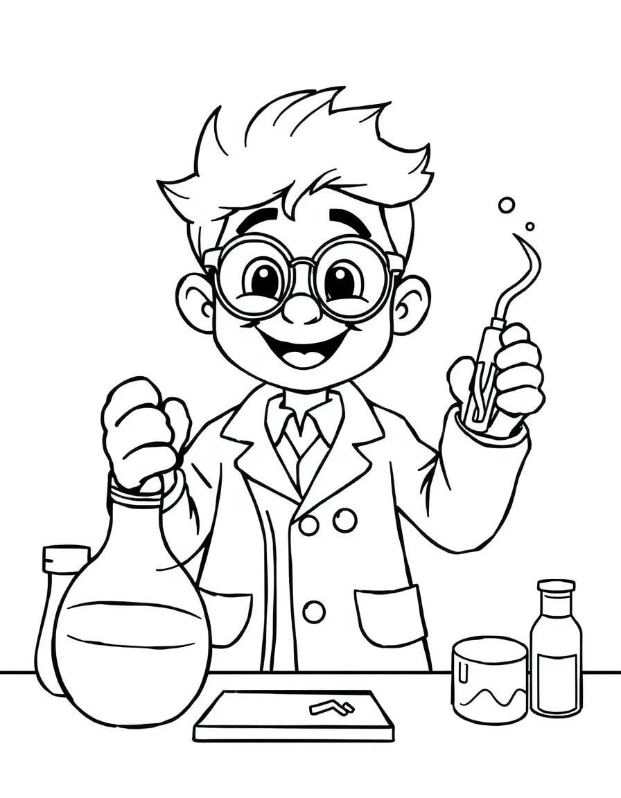 A happy scientist experimenting.