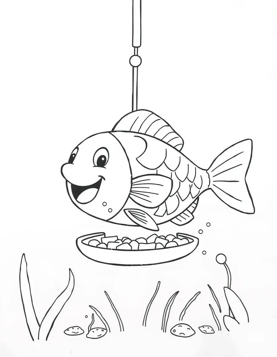 A joyful animal fish feeder.
