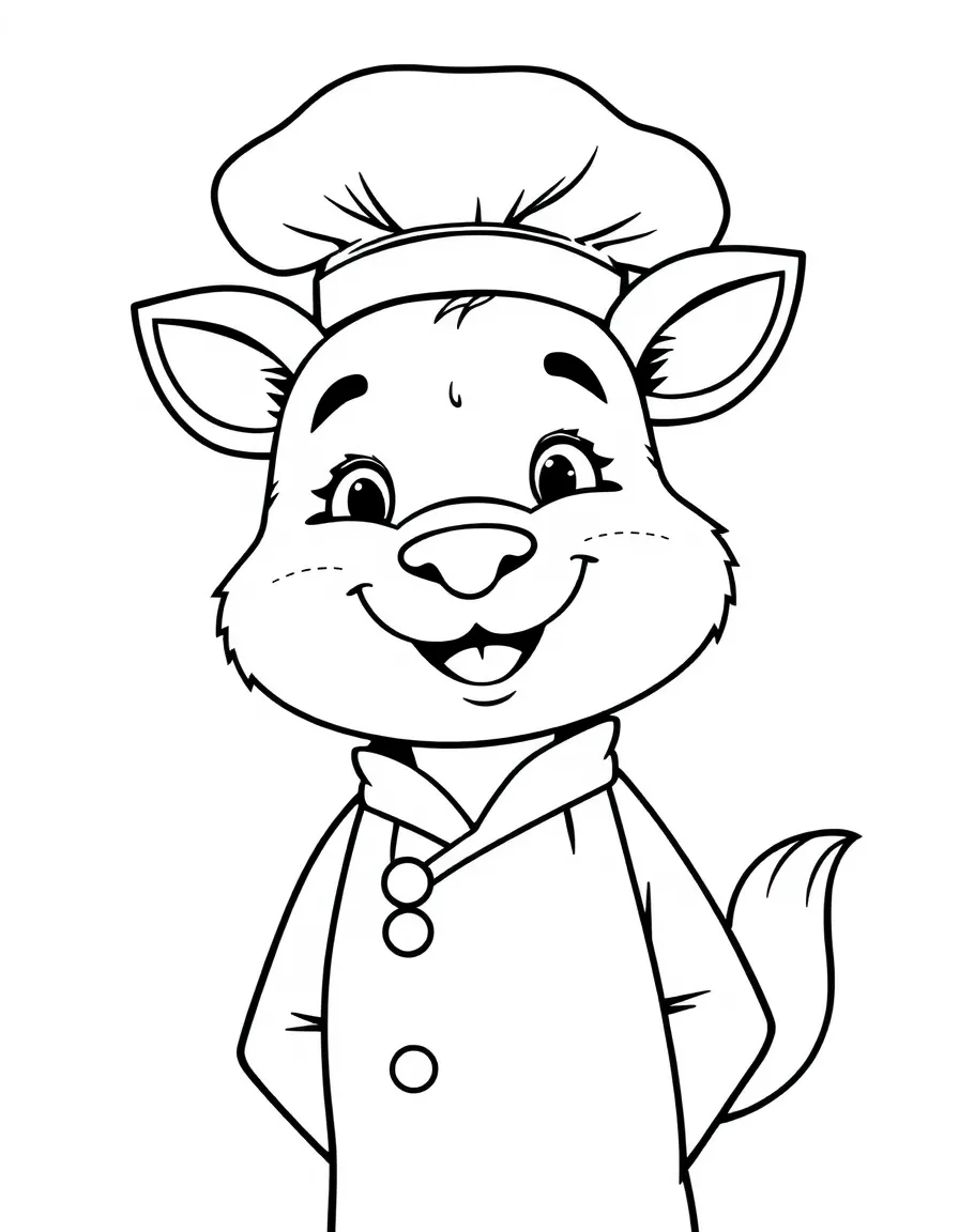 A smiling animal chef.