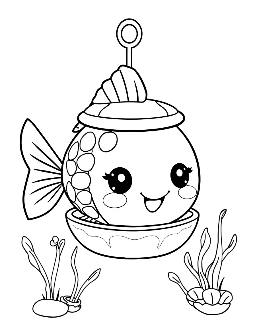 A kawaii animal fish feeder.