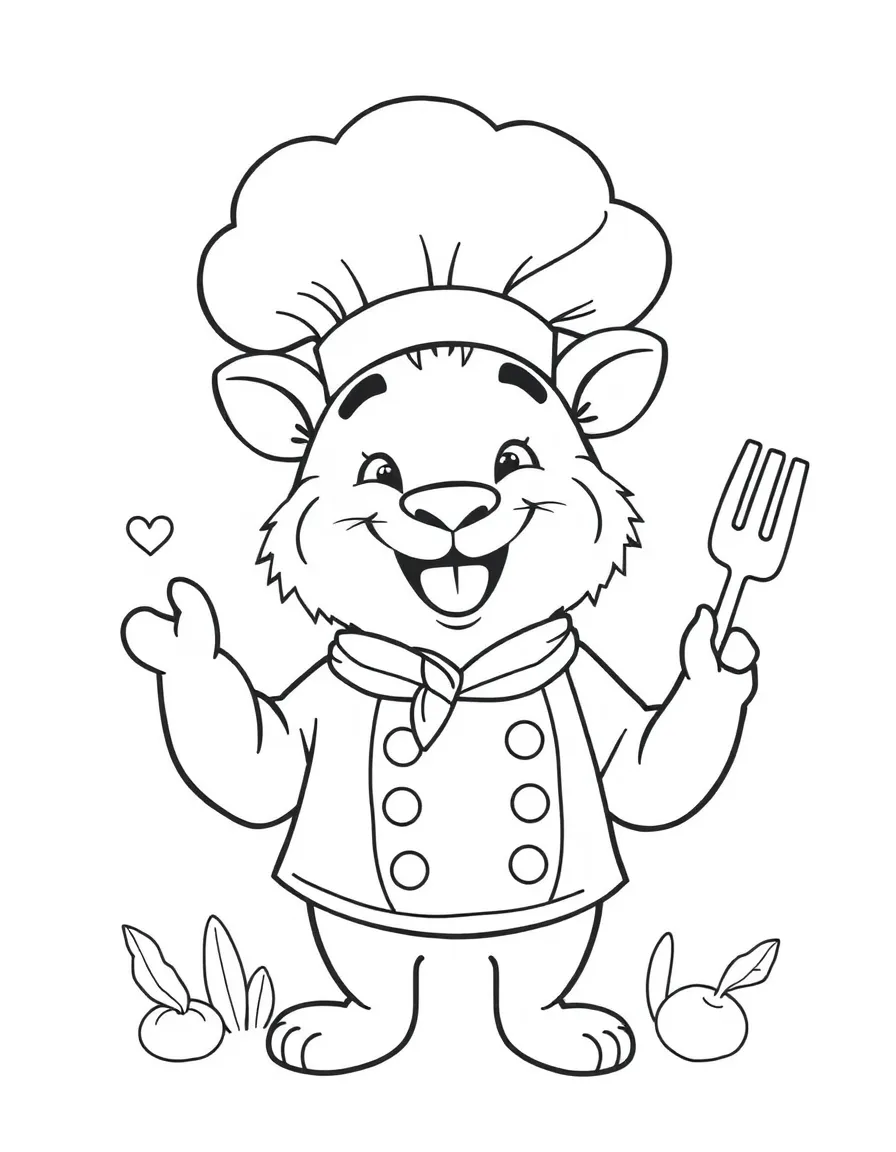 A joyful animal chef.