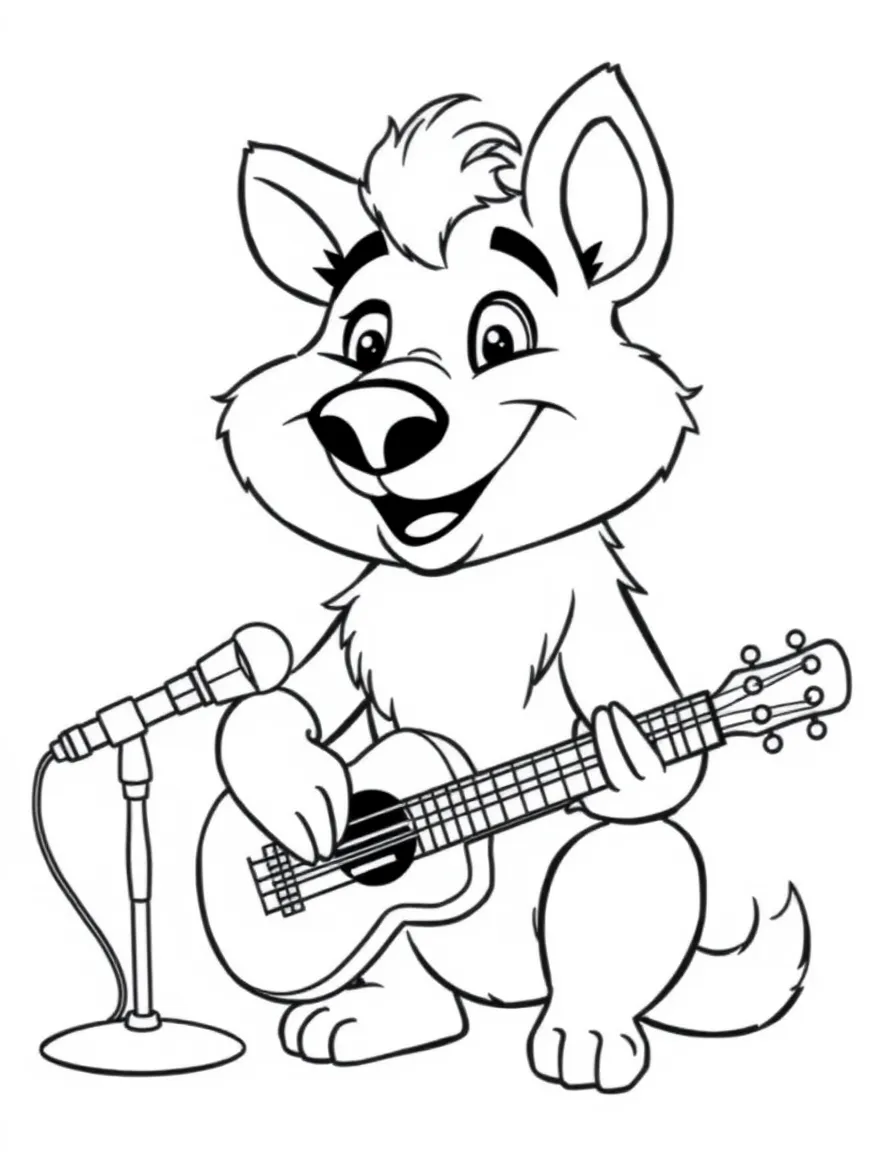 A smiling animal musician.