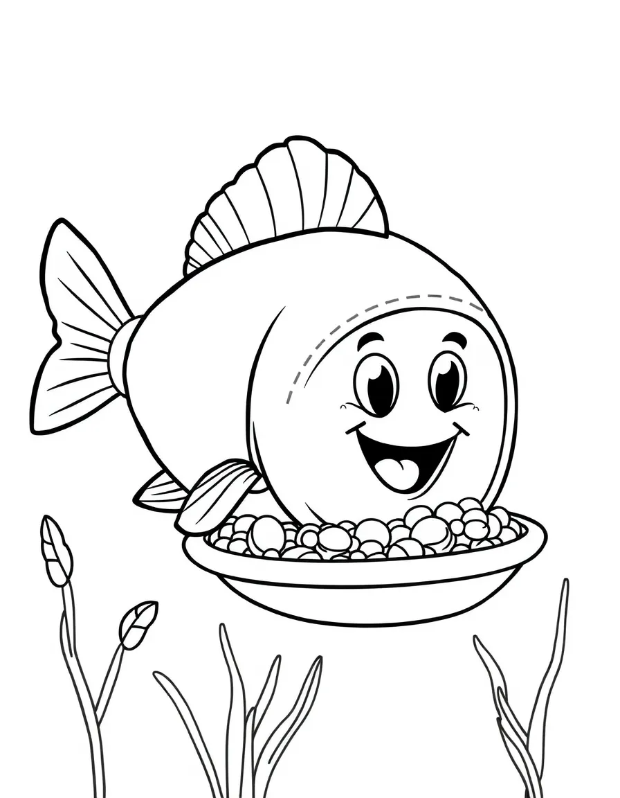 A happy animal fish feeder.