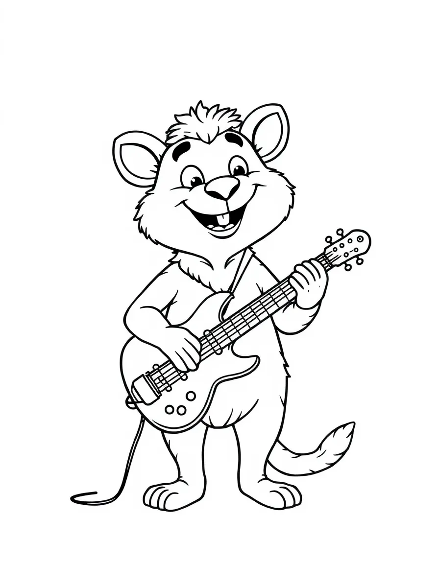 A happy animal musician.