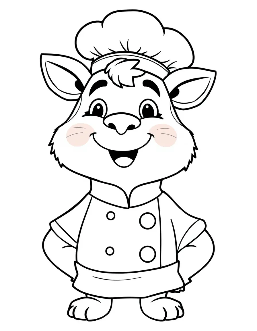 A cheerful animal chef.