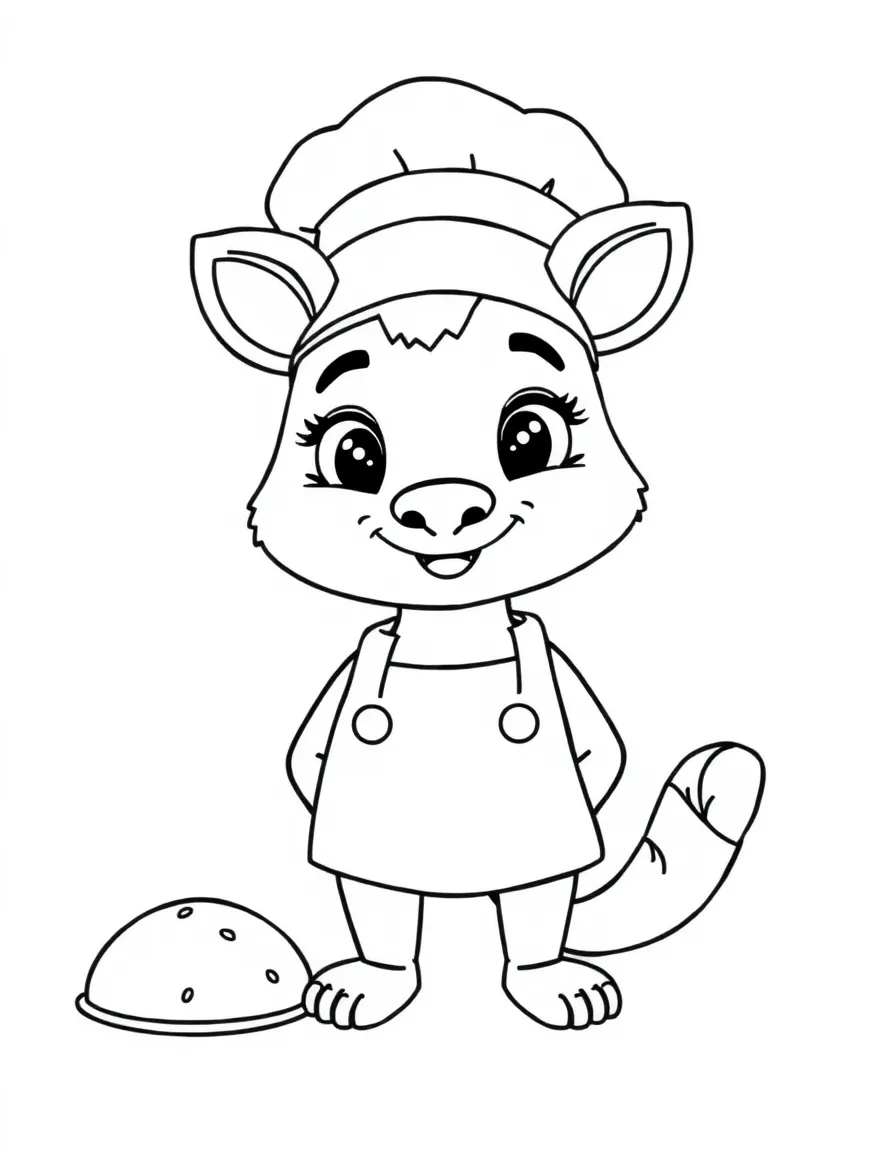 A smiling animal baker.