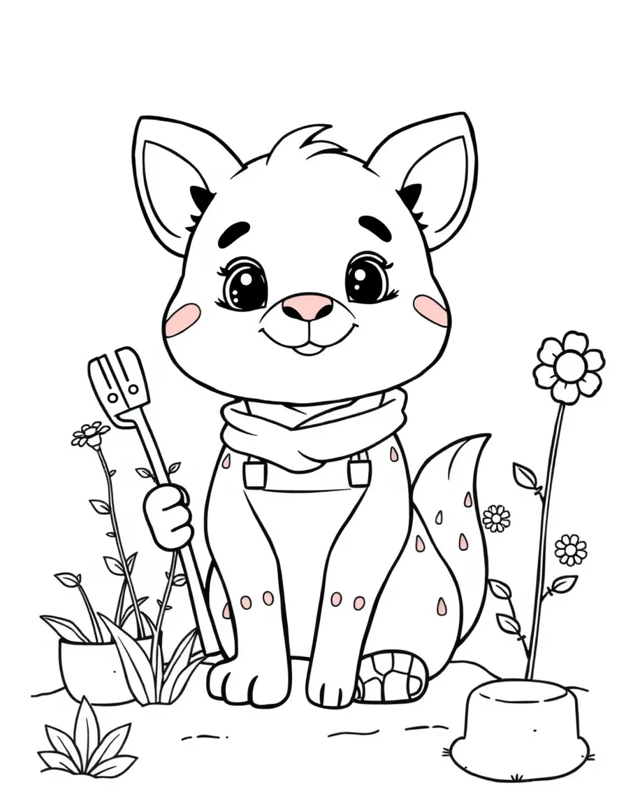 A cute animal gardener.
