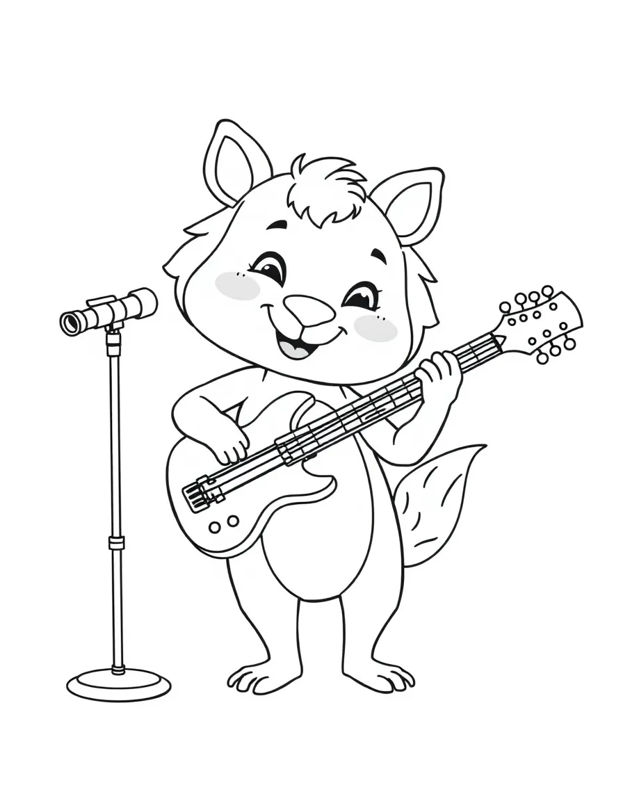 A cheerful animal musician.