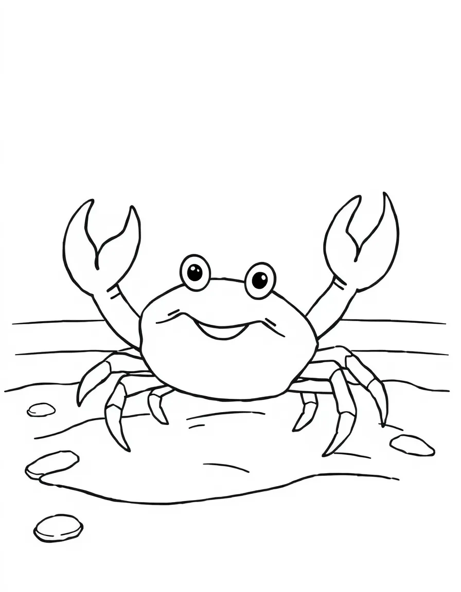 A happy little crab waving on a beach in Maryland.