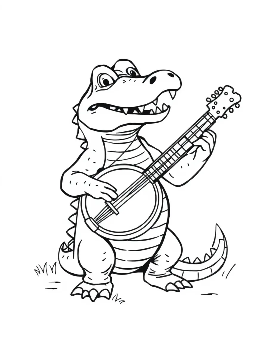 A cute alligator playing a banjo in Louisiana.