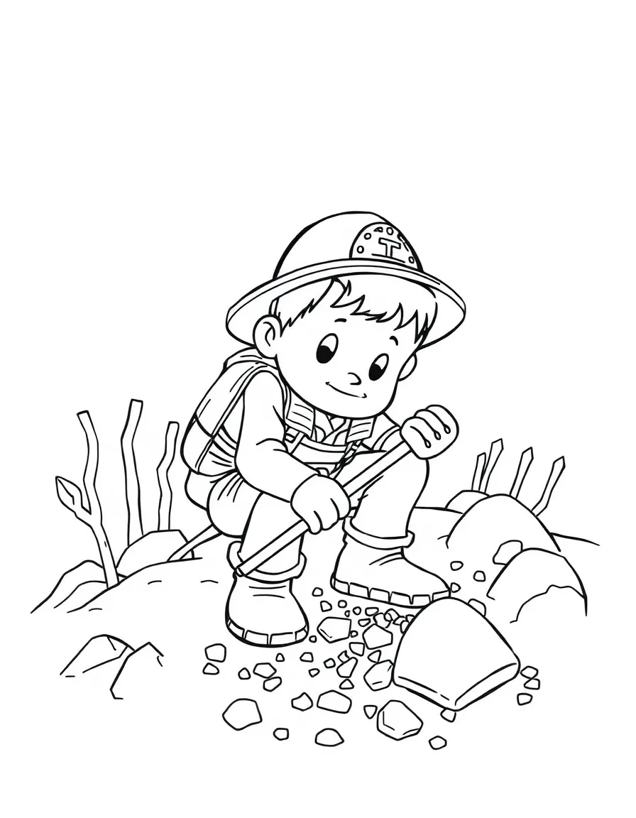 A tiny gold miner digging for treasure in California.