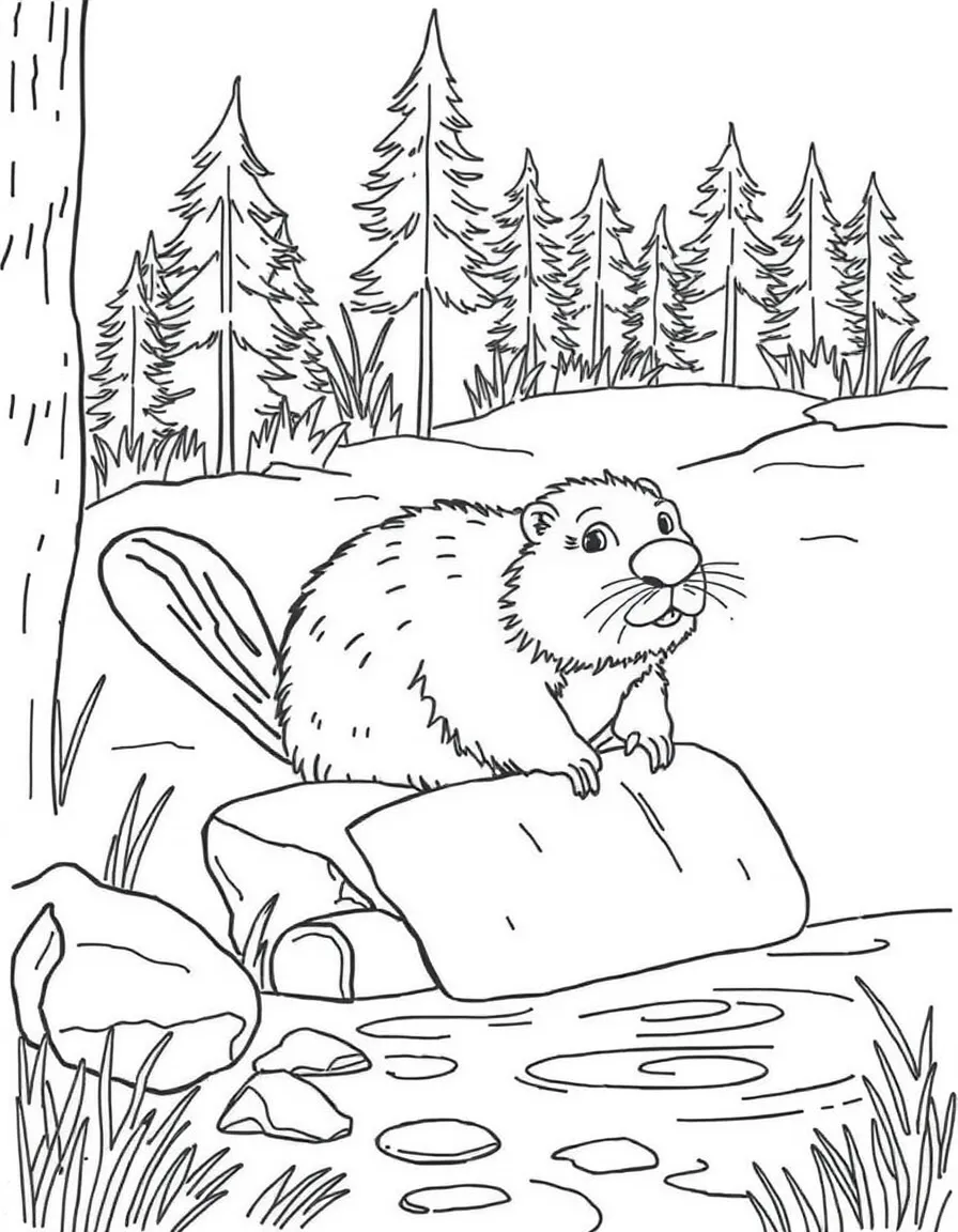 A curious beaver building a dam in Oregon.