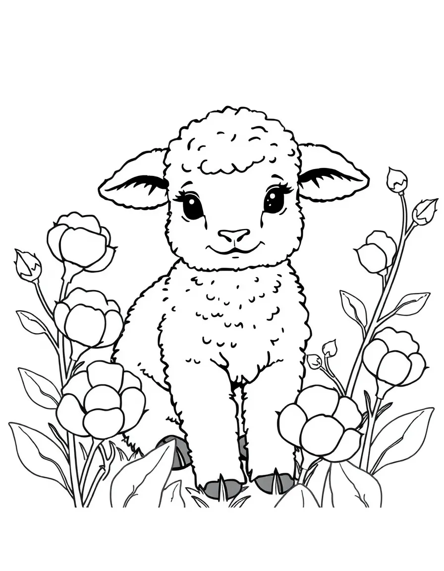 A sweet little lamb surrounded by cotton plants in Georgia.