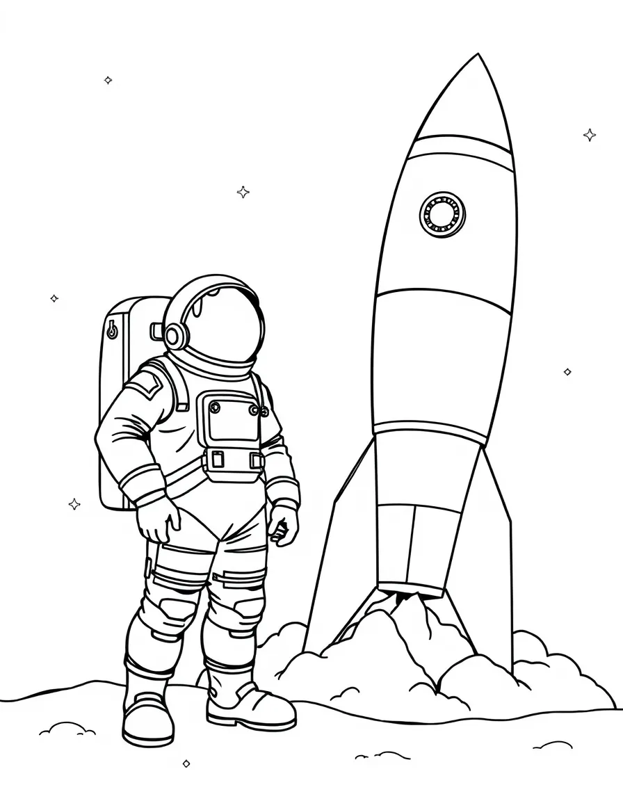 A brave astronaut standing next to a rocket in Alabama.