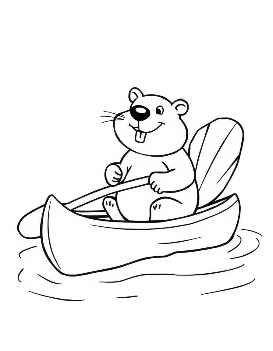 A happy beaver paddling a canoe in Minnesota.