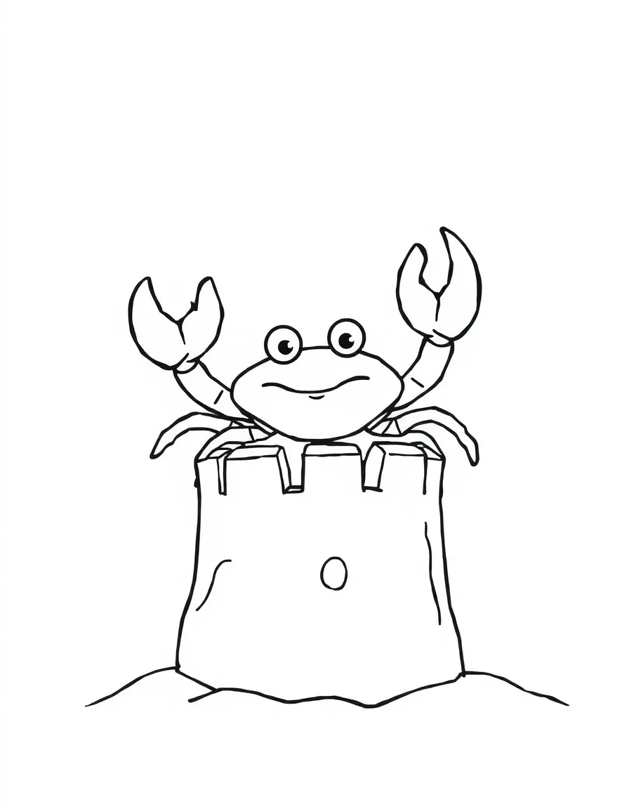 A little crab waving from a sandcastle in South Carolina.