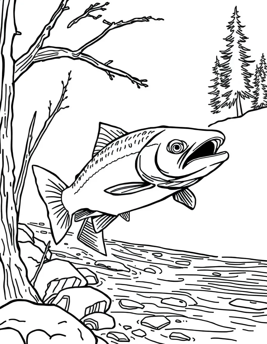A curious salmon swimming upstream in Oregon.