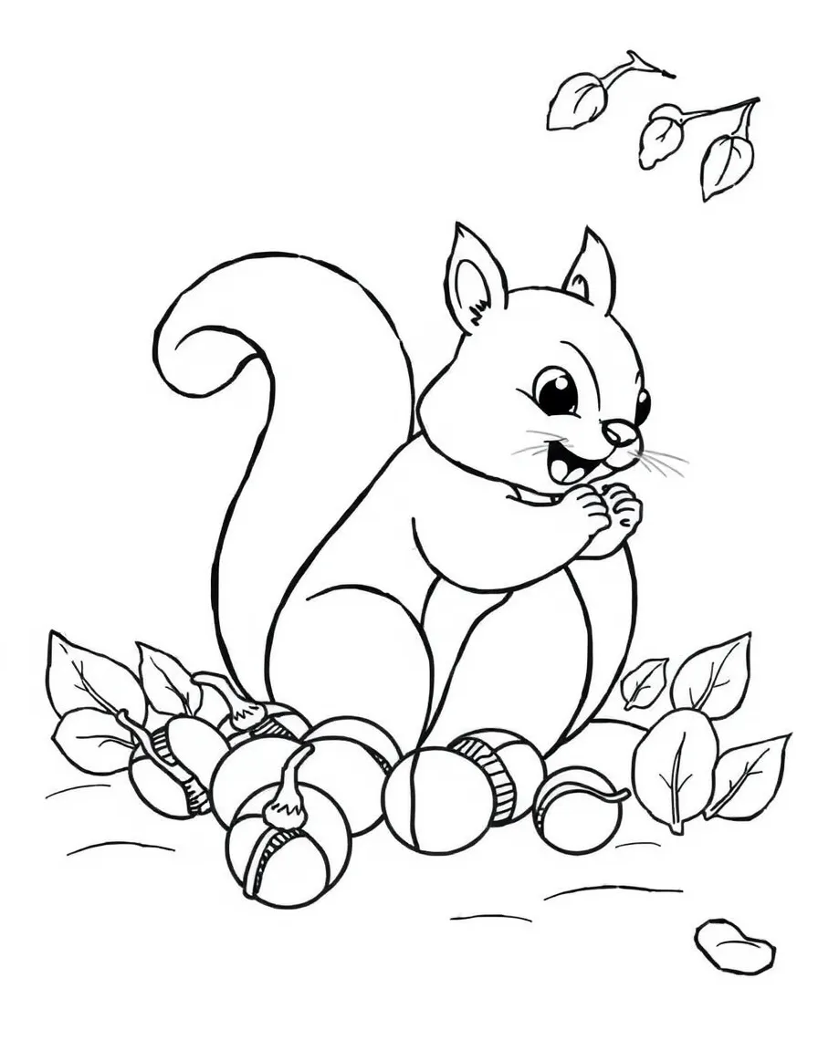 A playful squirrel gathering acorns in North Carolina.