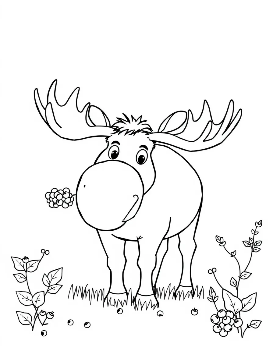 A friendly moose eating berries in New Hampshire.