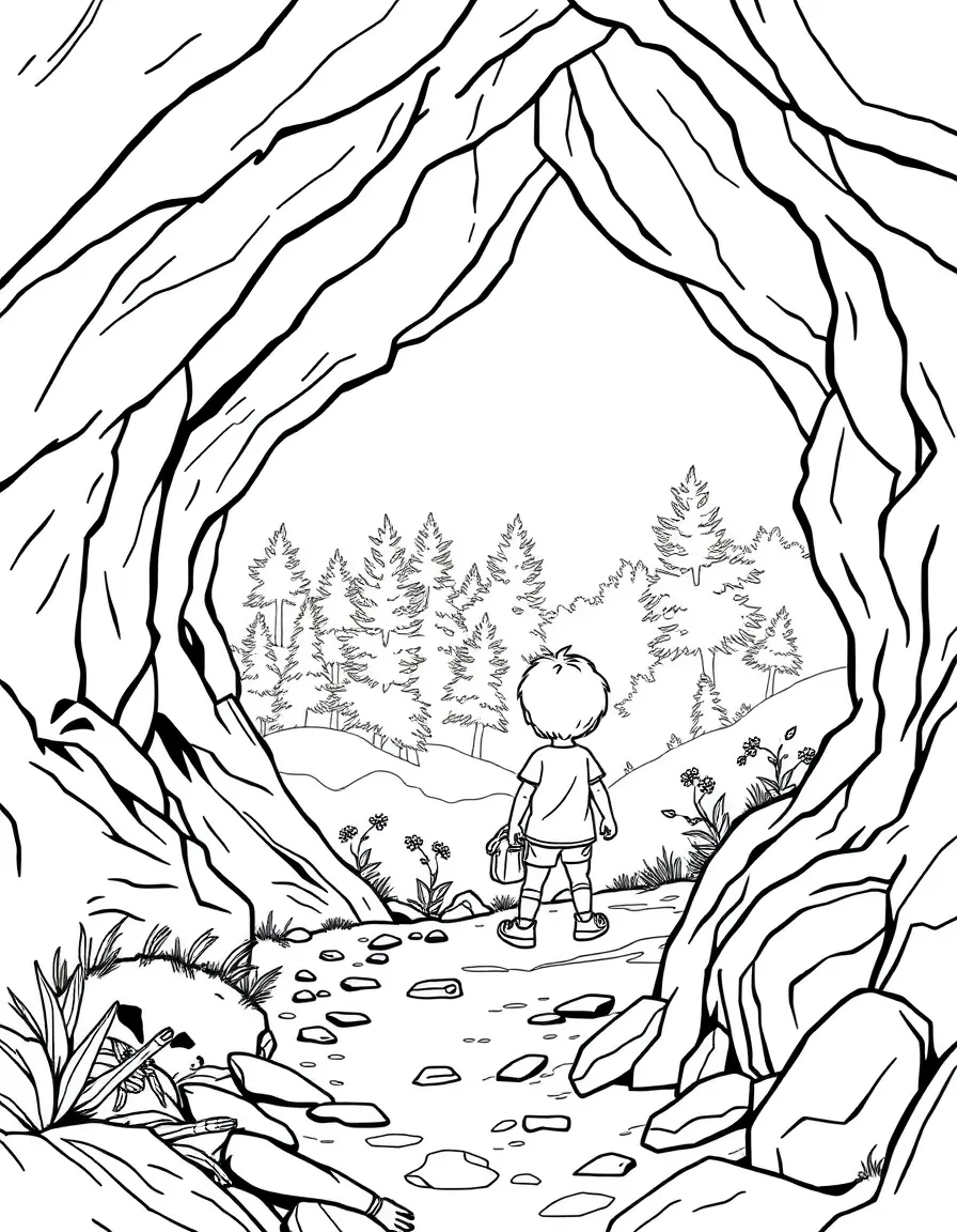 A little boy and girl exploring a cave in Pennsylvania.