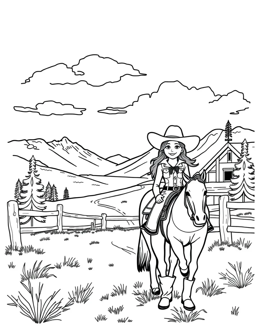 A happy cowgirl on a ranch in Colorado.