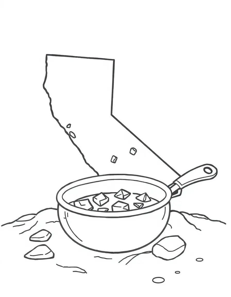 A tiny gold pan with some gold flakes in California.