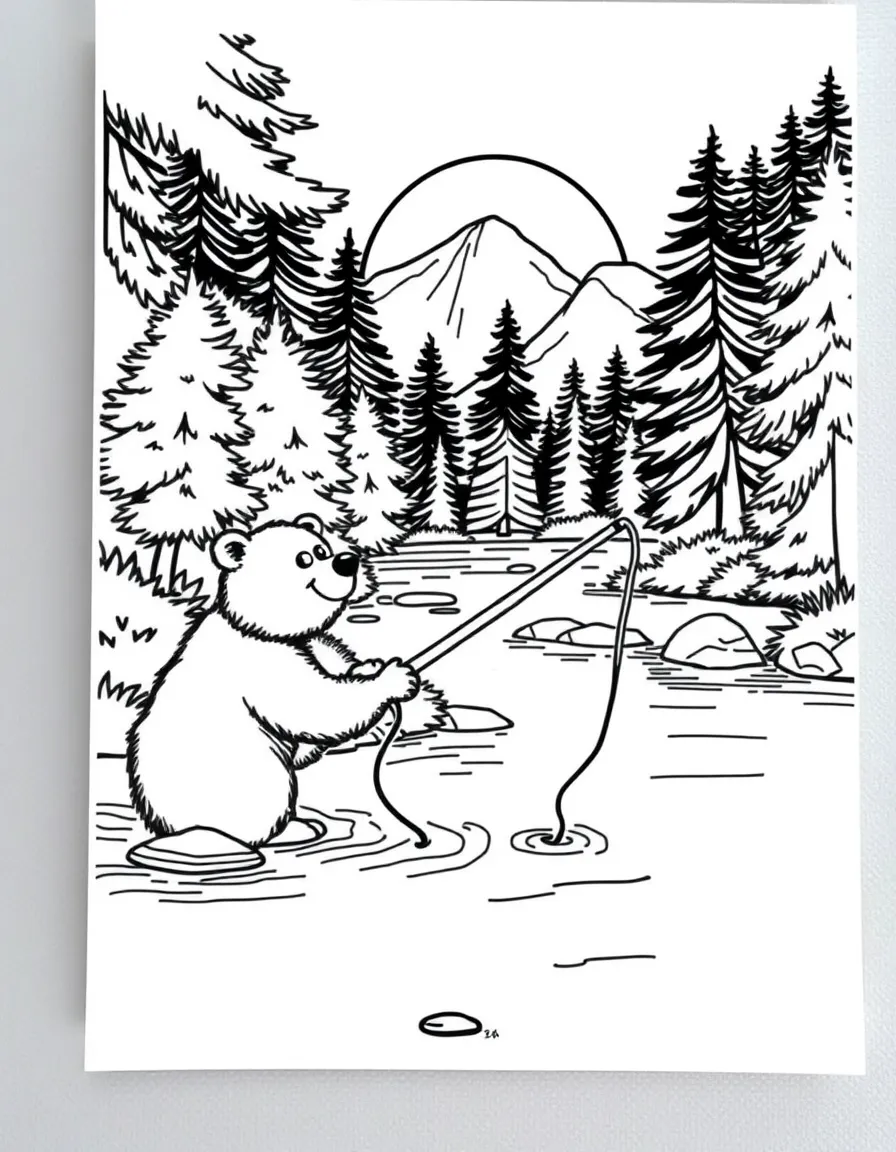 A curious bear fishing in a river in Oregon.