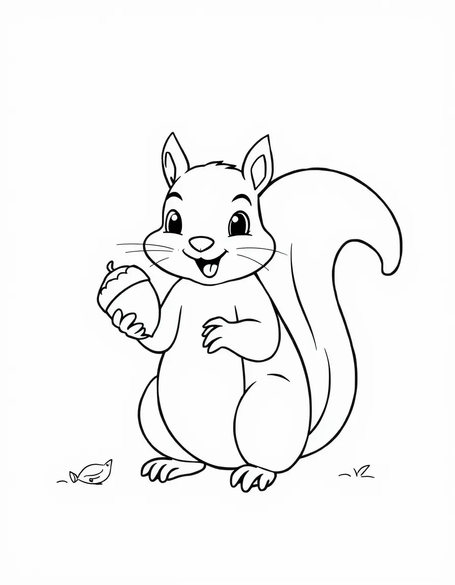 A playful squirrel holding an acorn in North Carolina.