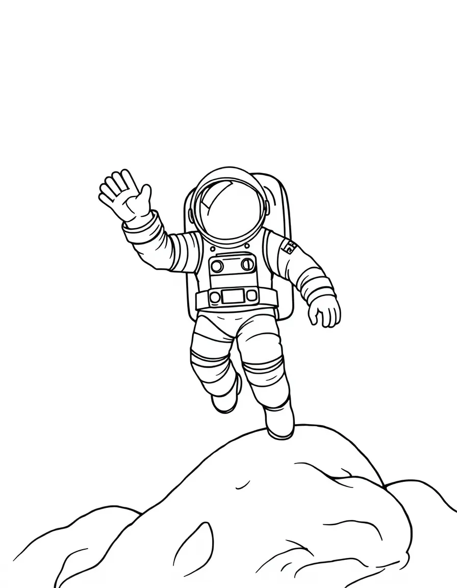 A brave astronaut waving from the moon in Alabama.