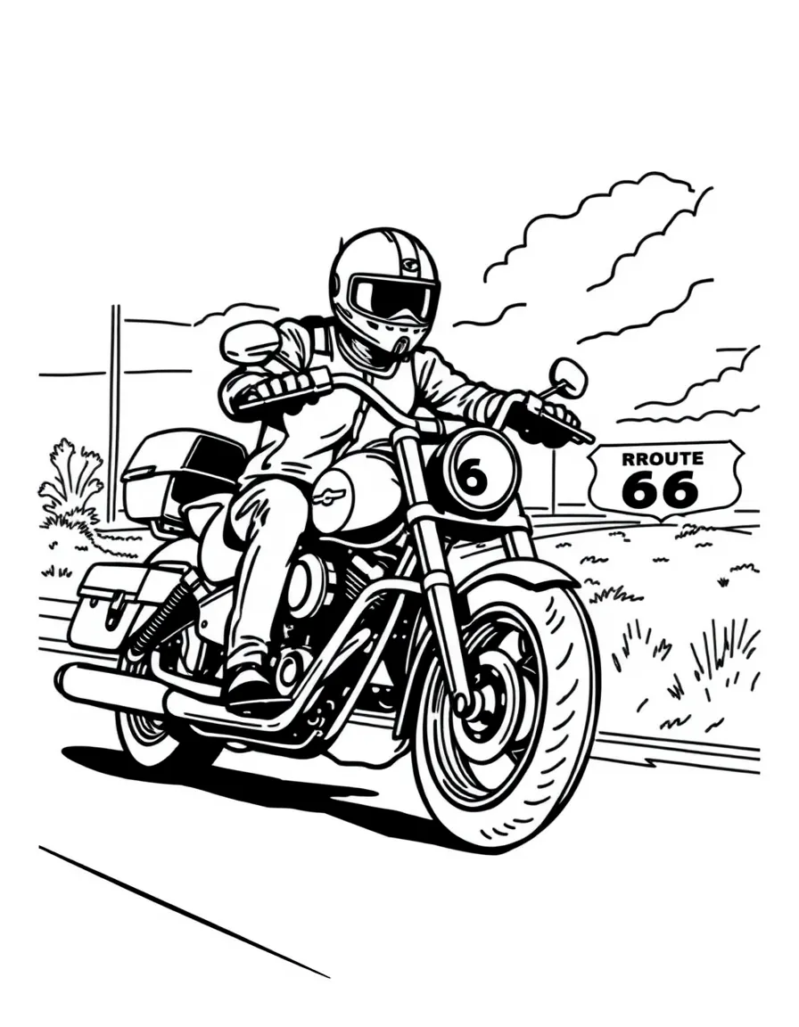 A cool motorcycle riding on Route 66 in Oklahoma.